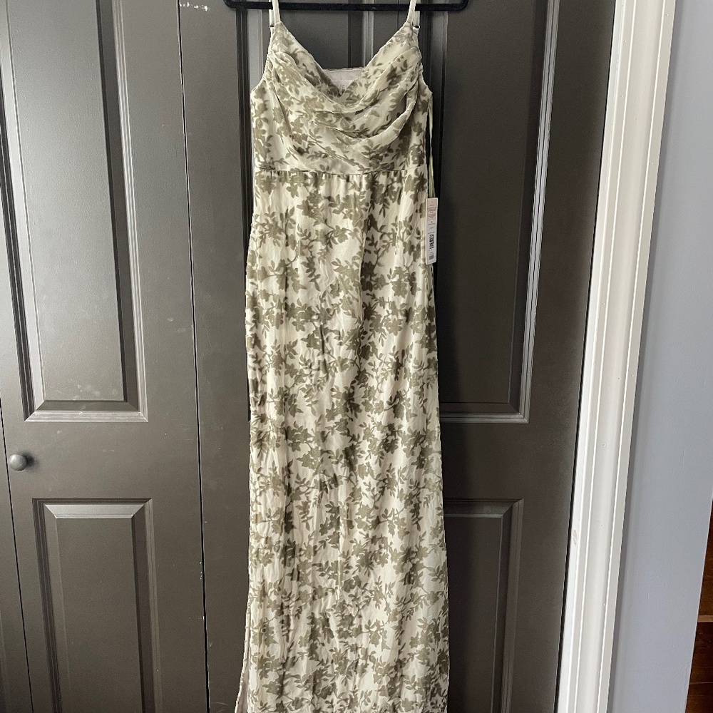 Revelry Skye Floral Burnout Velvet Bridesmaid Dress in Silver Sage - Picture 4 of 5